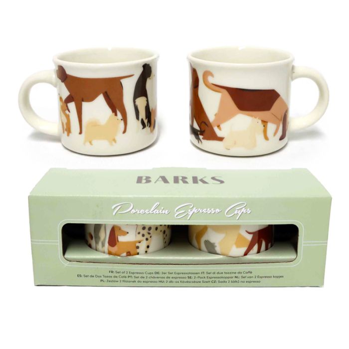 Barks Dog Set of 2 Porcelain Espresso Cups