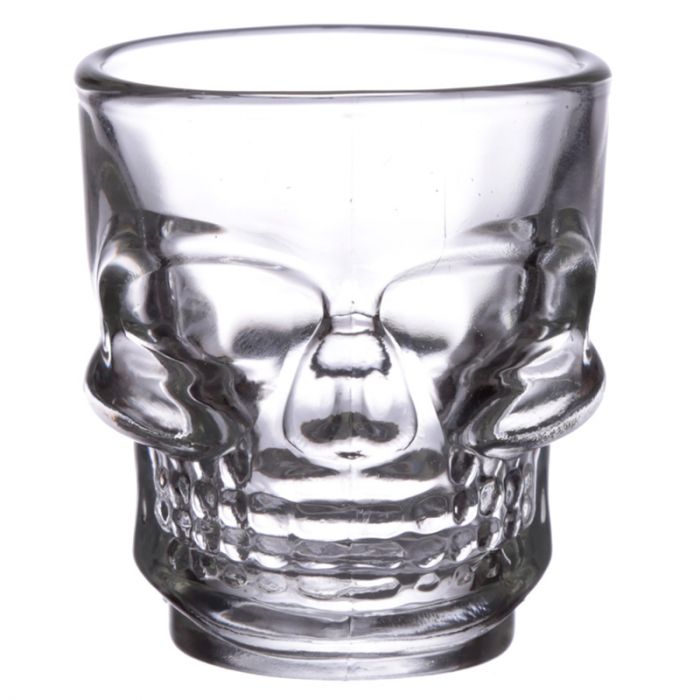 Set of 2 Skulls and Roses Glass Skull Shot Glasses (60ml)