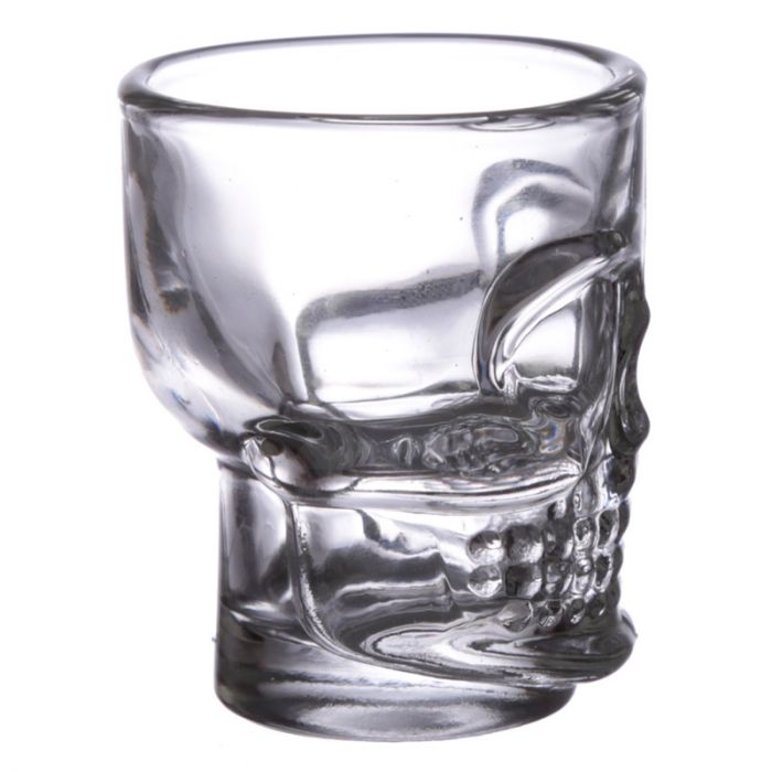 Set of 2 Skulls and Roses Glass Skull Shot Glasses (60ml)