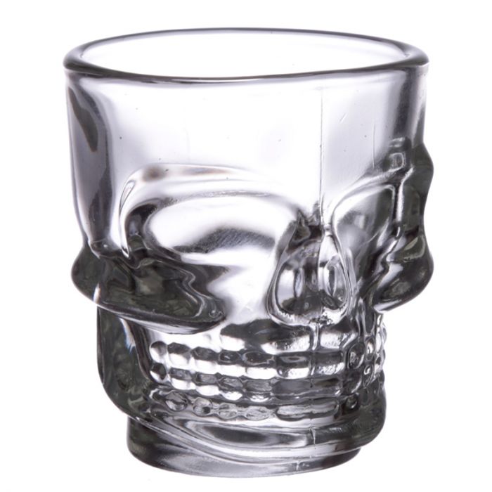 Set of 2 Skulls and Roses Glass Skull Shot Glasses (60ml)