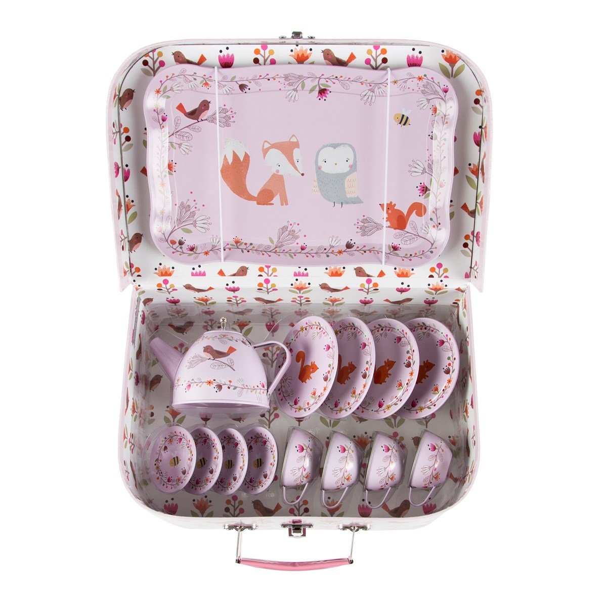 Sass & Belle Woodland Friends kids tea set pink carry case