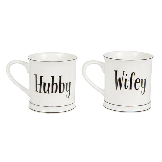 Wifey and Hubby White Mugs Set of 2