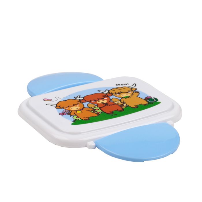 Adoramals Highland Coo Clip Lock Stacked Bento Lunch Box with Cutlery