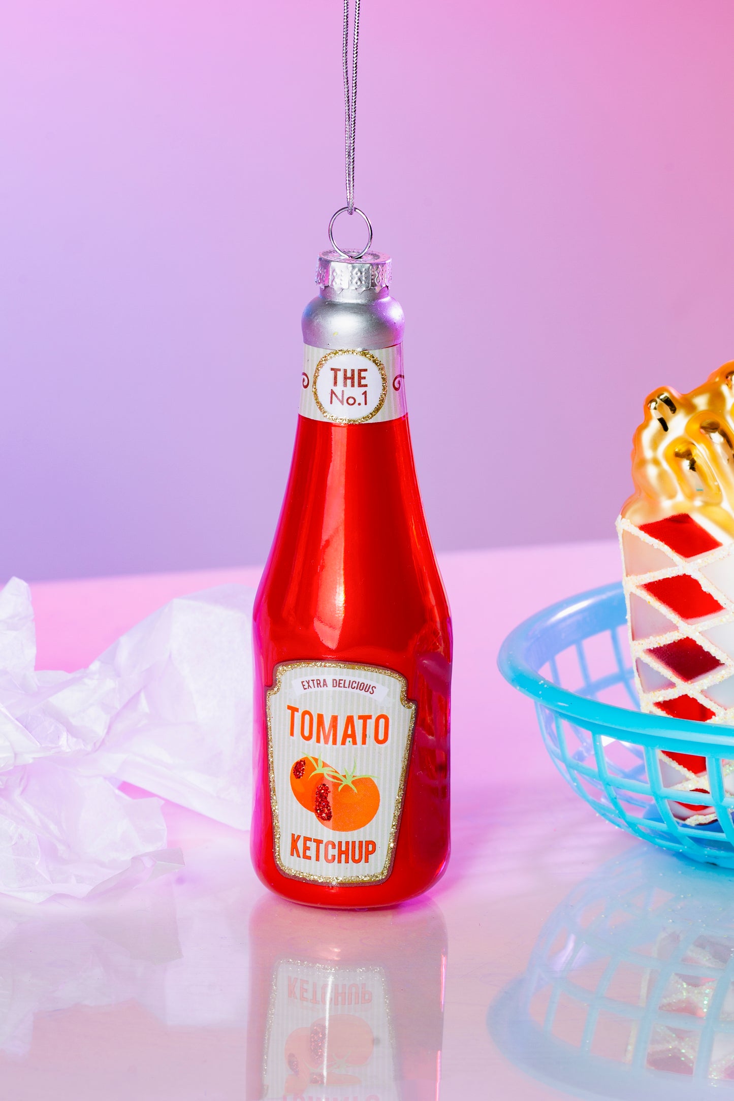 Glass Tomato Sauce Bottle Bauble – Quirky Christmas Tree Decoration