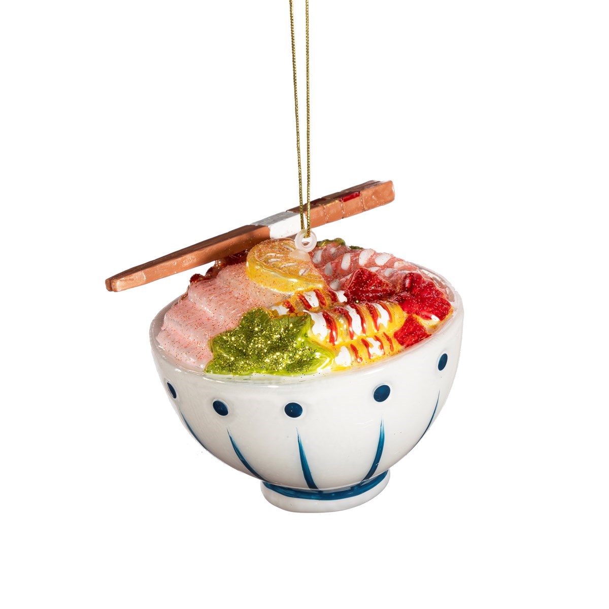 Sass & Belle Ramen Bowl Bauble – Glass Noodle Ornament for Christmas Tree