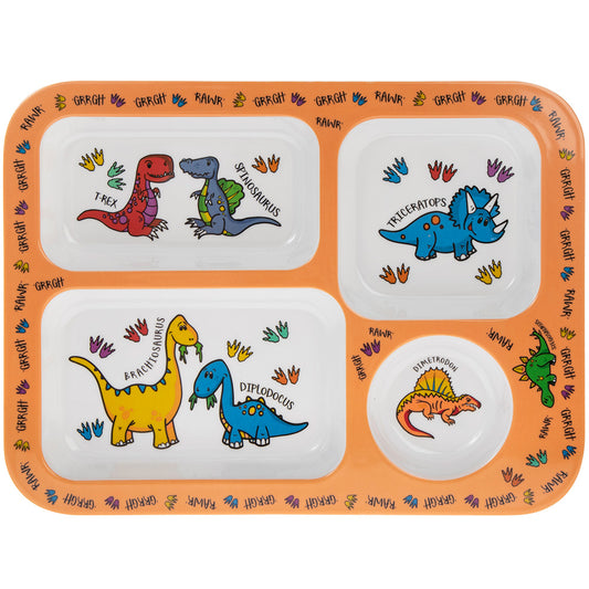 Kids dinosaur melamine tray with 5 sections
