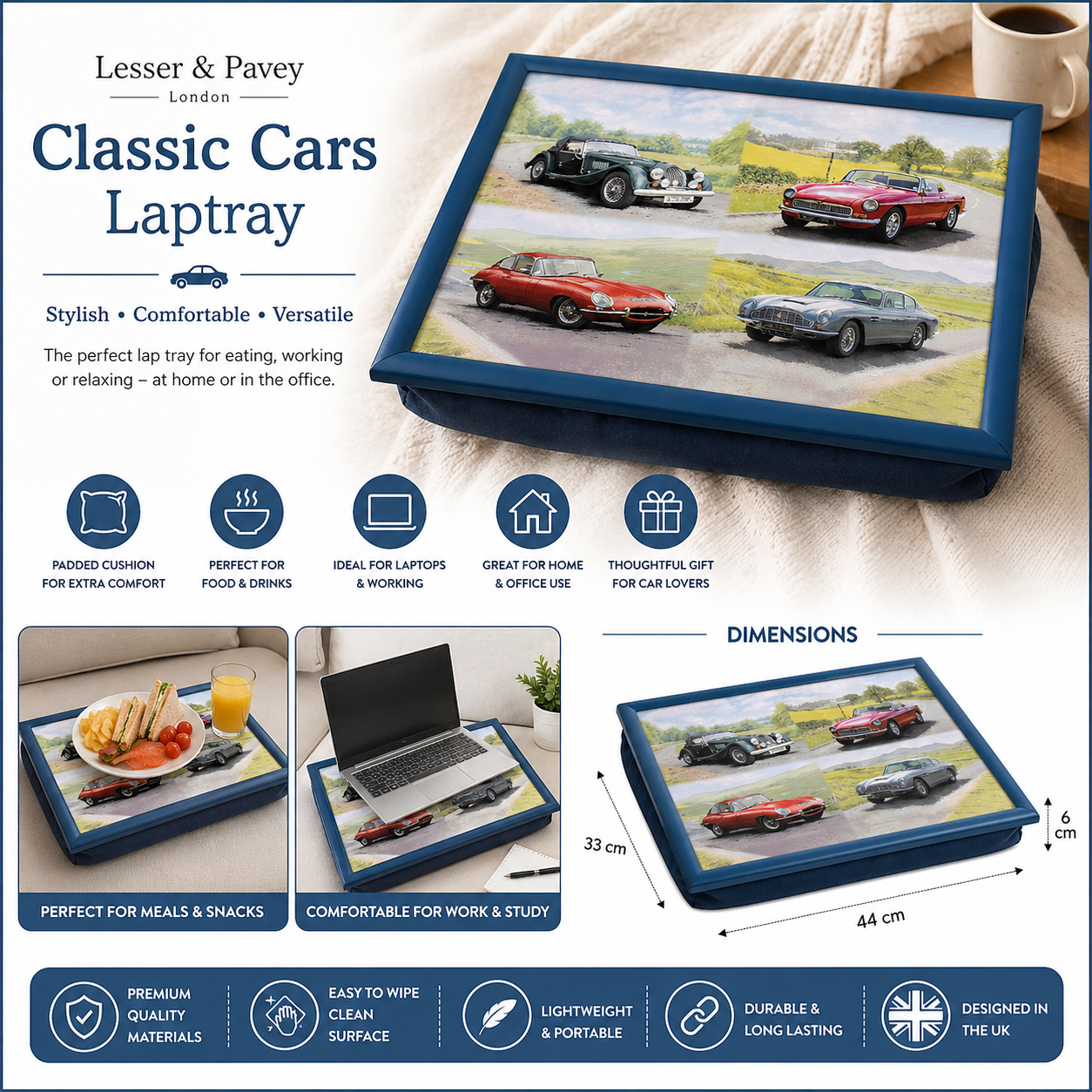 Car enthusiast gift lap tray for sofa dining and laptop use
