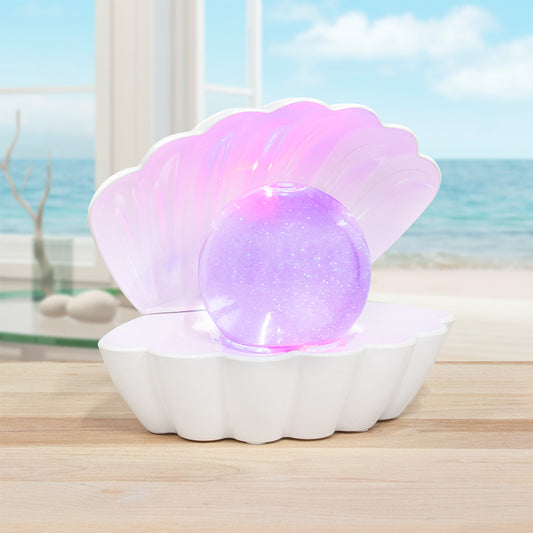 White glitter pearl seashell colour changing lamp by Lesser & Pavey