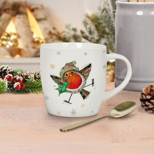 Bug Art Christmas Robin Mug