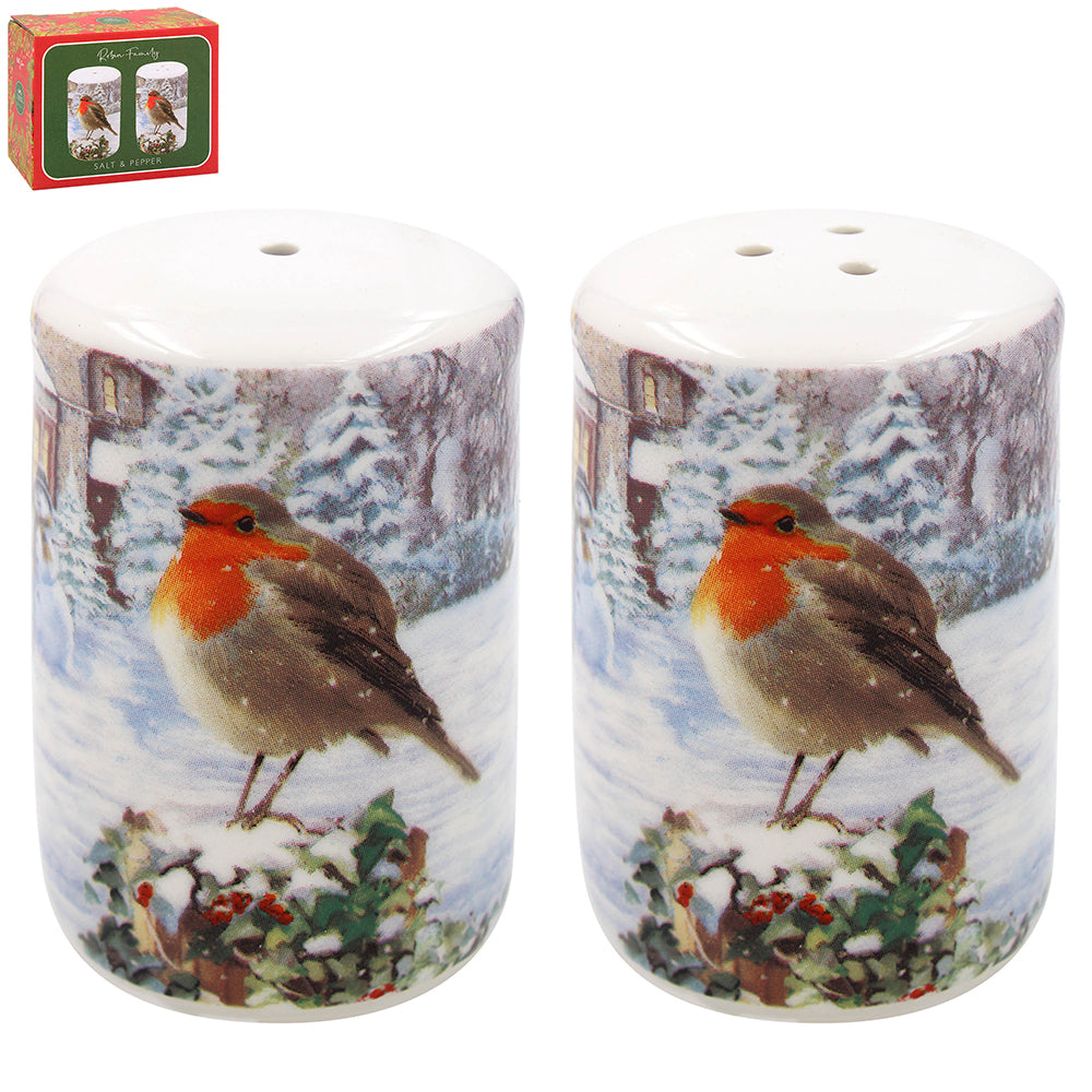 Christmas Robins Salt and Pepper Shaker Set