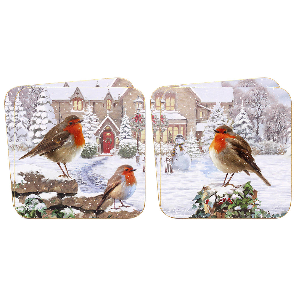 Christmas Robin Set of 4 Coasters