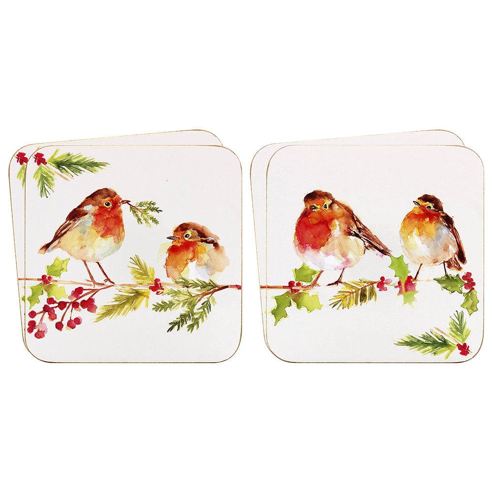 Winter Robins Set of 4 Coasters