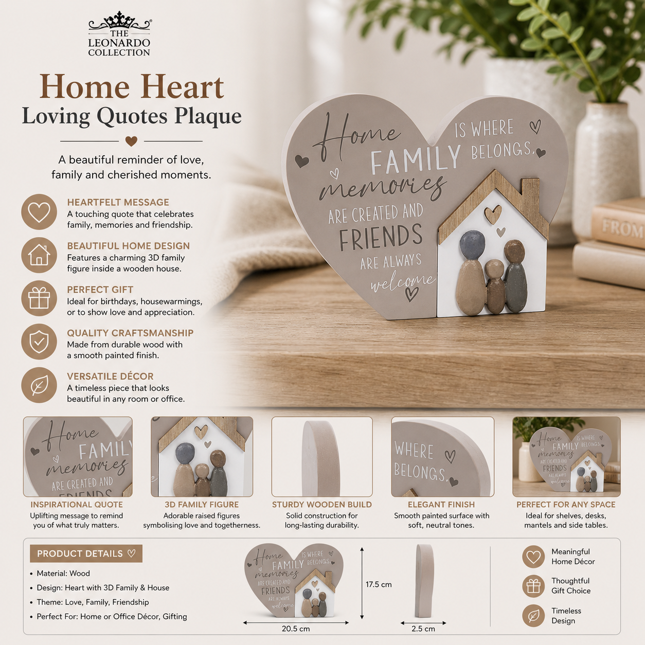 heart shaped family quote plaque home décor sign