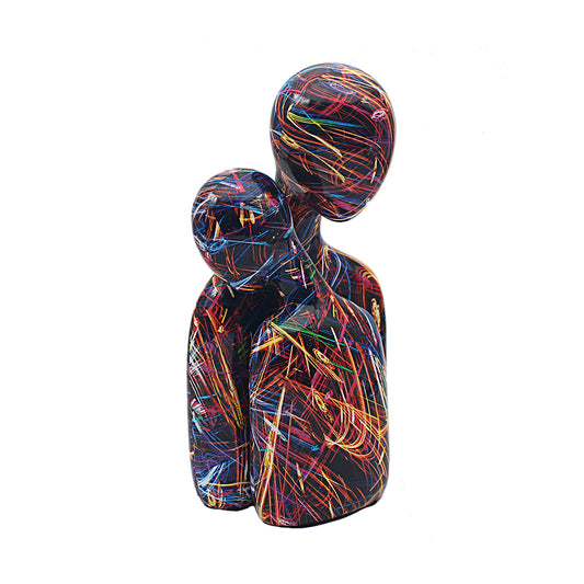 Supernova Embrace Small Resin Ornament – Colourful abstract embrace sculpture.