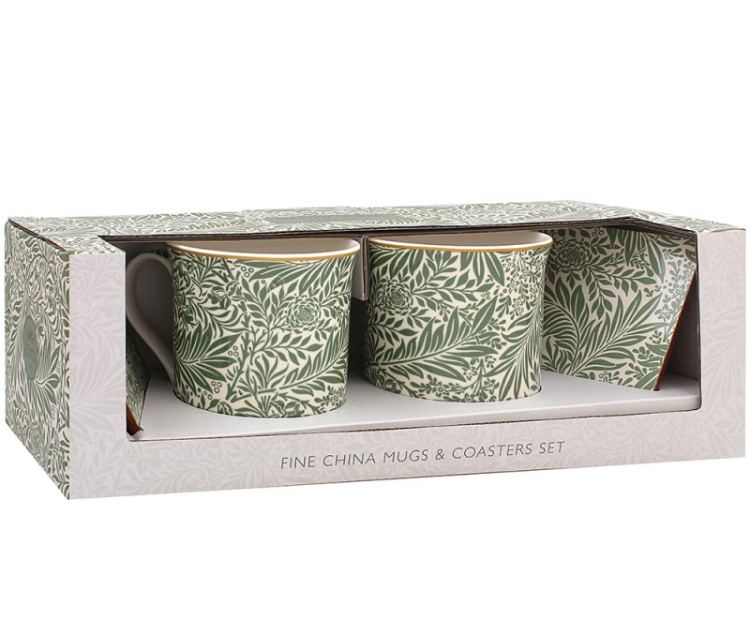 William Morris Larkspur Mug & Coaster Set – The Leonardo Collection gift box