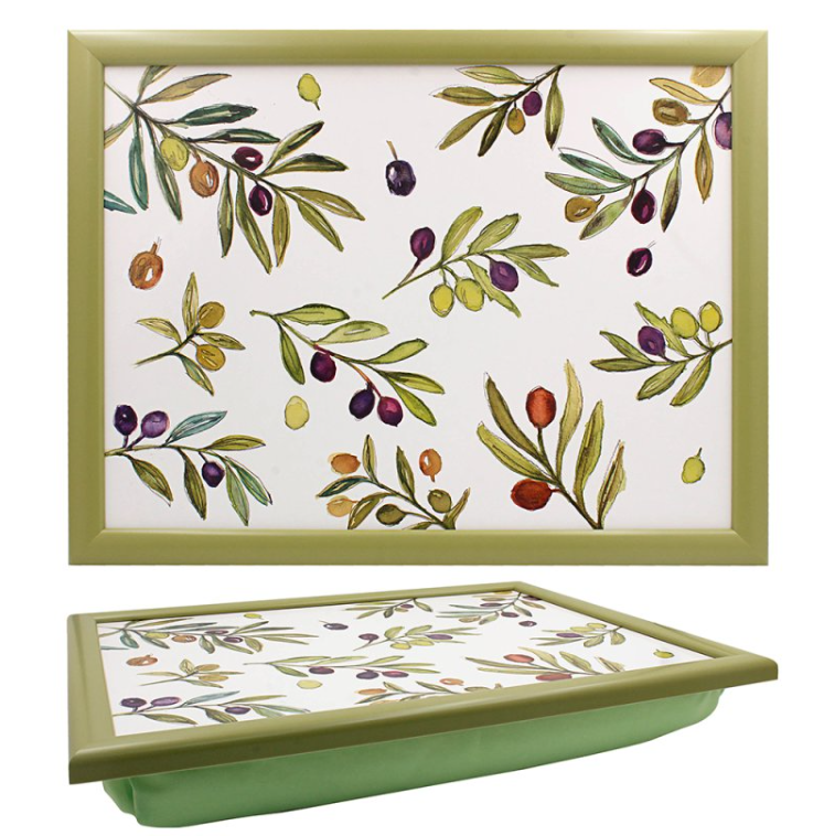 Leonardo Olive Grove lap tray with bean bag cushion front view