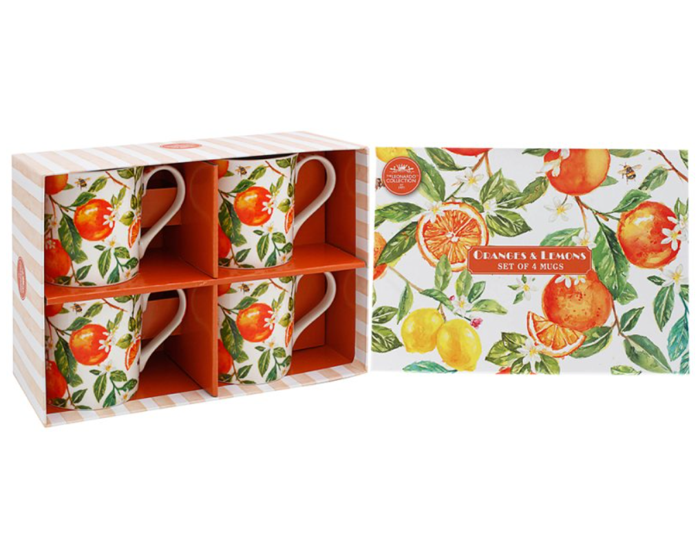 Jennifer Rose oranges and lemons mugs 300ml set of four