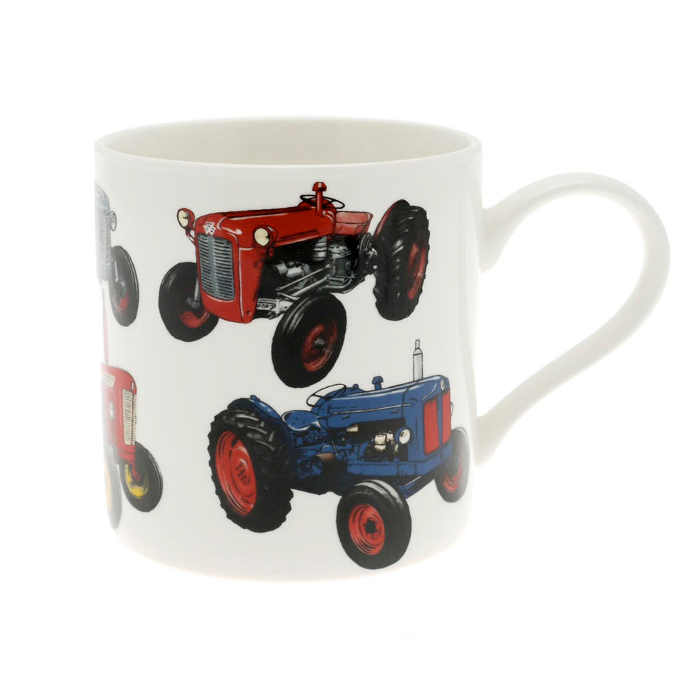 Lesser & Pavey Tractor Fine China Mug featuring illustrated farming tractors