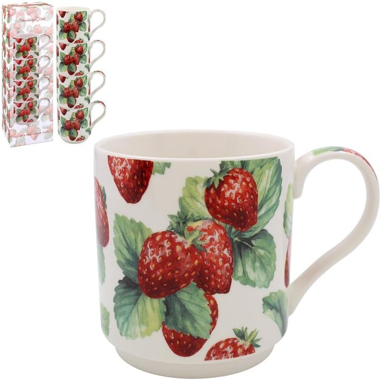 Set of 4 Strawberry Stack Mugs