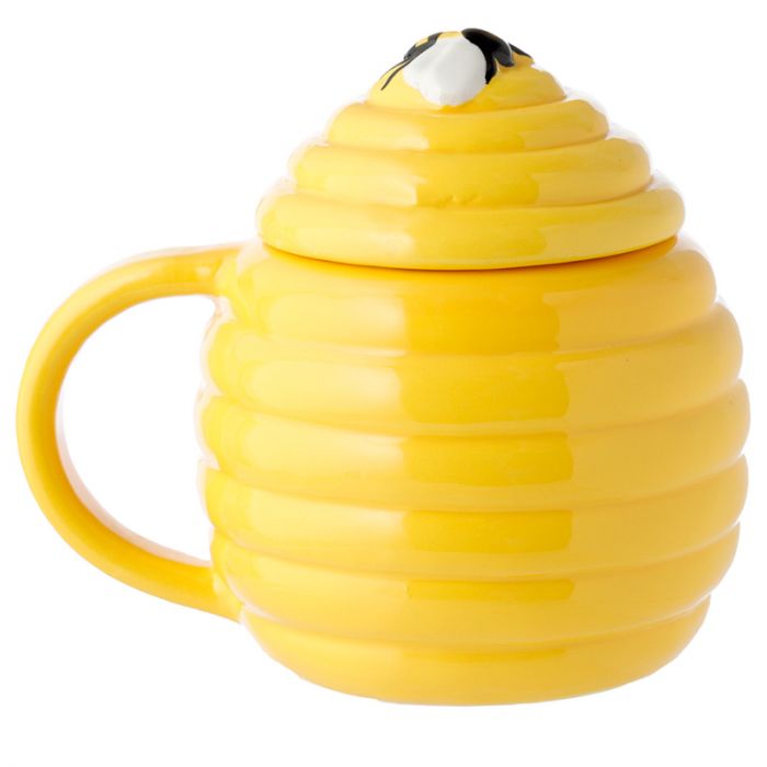 Beehive Shaped Ceramic Mug with Lid