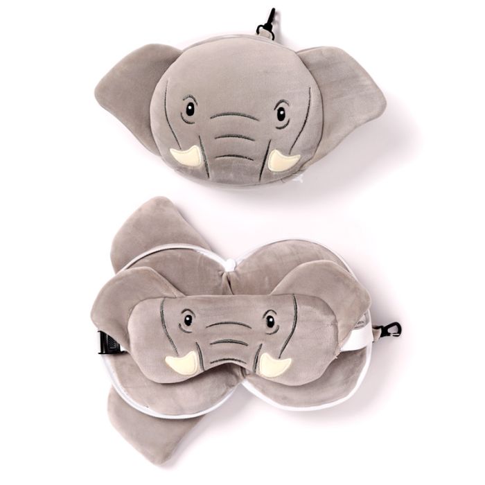 Relaxeazzz Elephant Plush Travel Pillow & Eye Mask