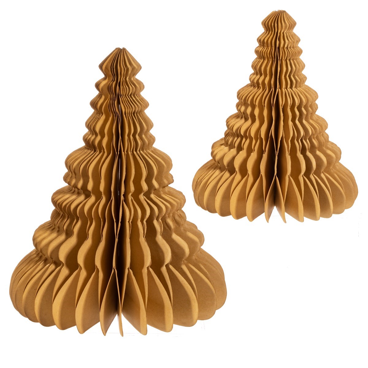 Set of 2 Cream Kraft Paper Honeycomb Tree Standing Decoration