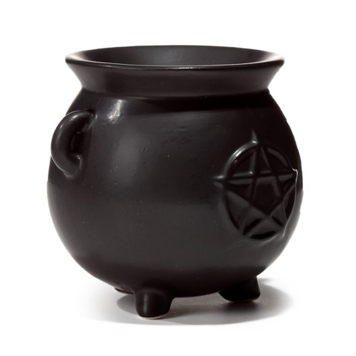 Witches Cauldron Pentagram Black Ceramic Oil Burner