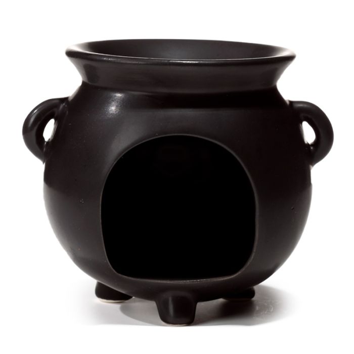 Witches Cauldron Pentagram Black Ceramic Oil Burner