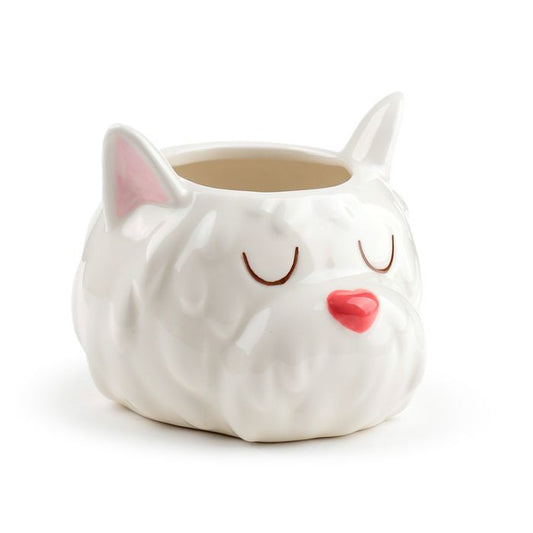 Westie Dog Head Shaped Ceramic Indoor Freestanding Planter/Plant Pot