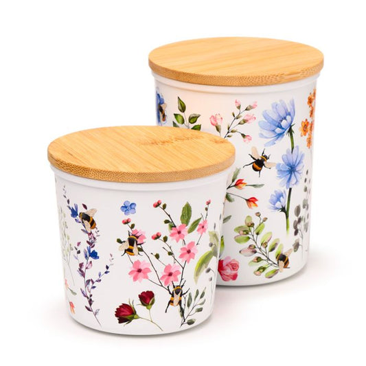 Nectar Meadows Set of 2 RPET & Bamboo Storage Jars