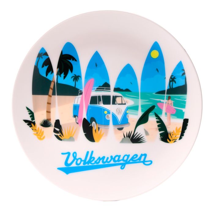 Volkswagen VW T1 Camper Bus Waves are Calling Set of 4 RPET Picnic Plates