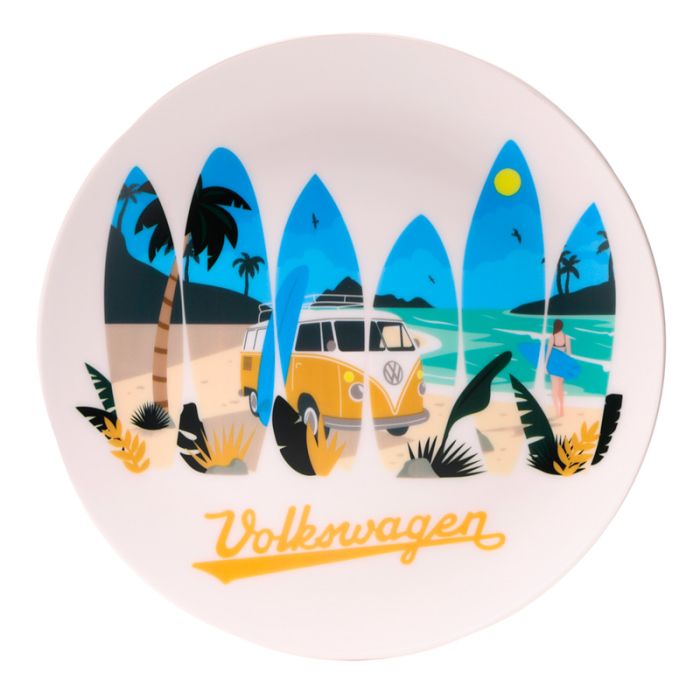 Volkswagen VW T1 Camper Bus Waves are Calling Set of 4 RPET Picnic Plates