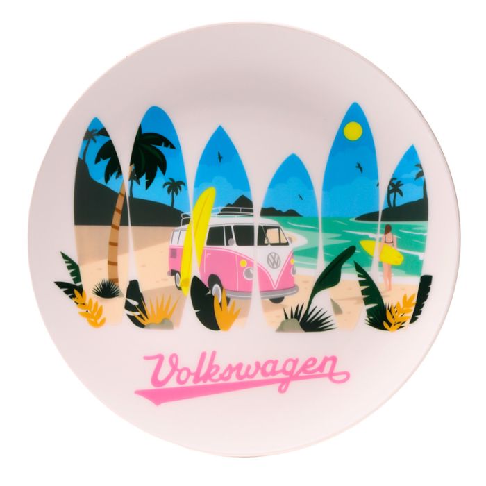 Volkswagen VW T1 Camper Bus Waves are Calling Set of 4 RPET Picnic Plates