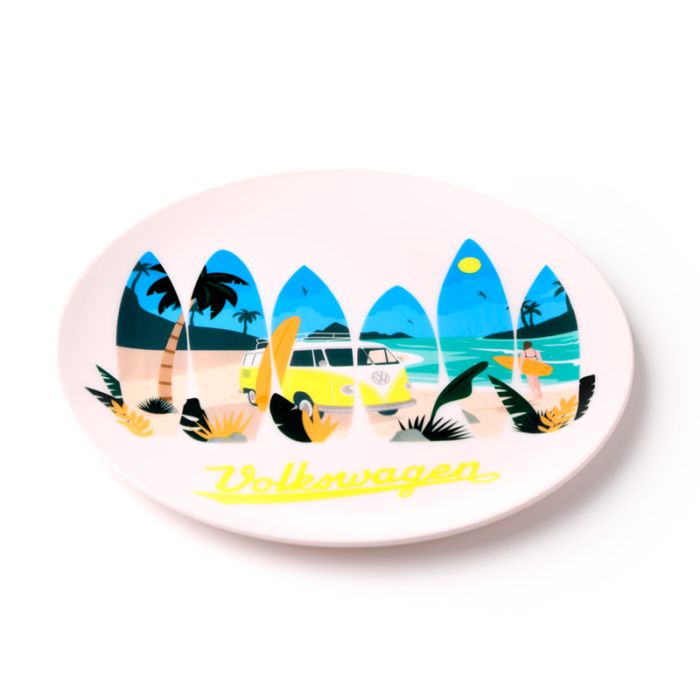 Volkswagen VW T1 Camper Bus Waves are Calling Set of 4 RPET Picnic Plates