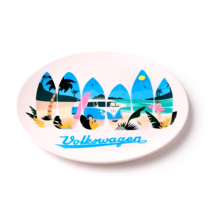 Volkswagen VW T1 Camper Bus Waves are Calling Set of 4 RPET Picnic Plates