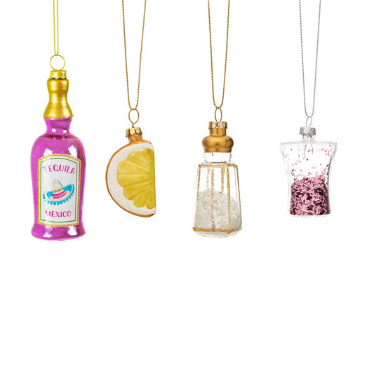 Set of 4 Christmas Cheer Tequila Shaped Bauble