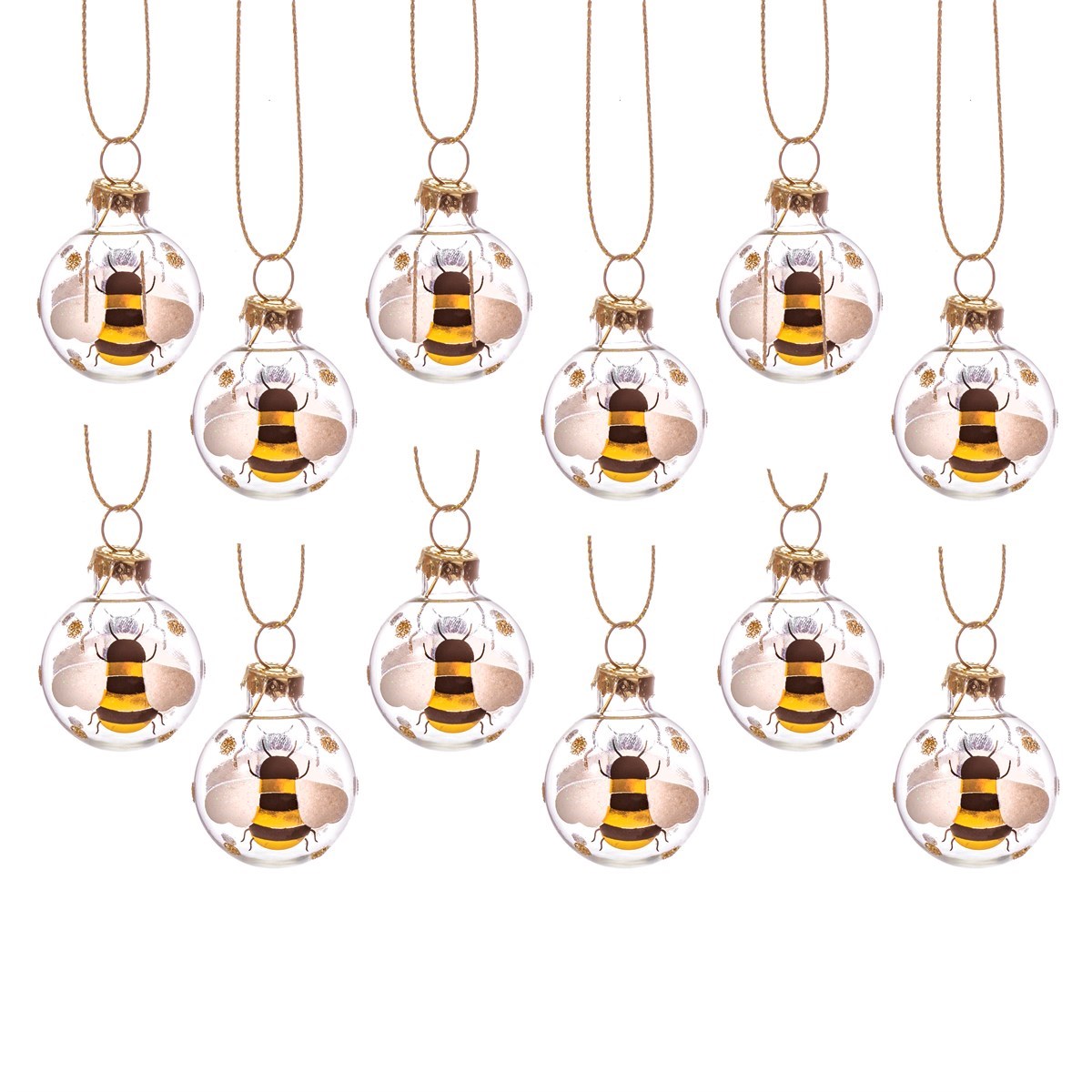 Set of 12 Mini Bee Baubles