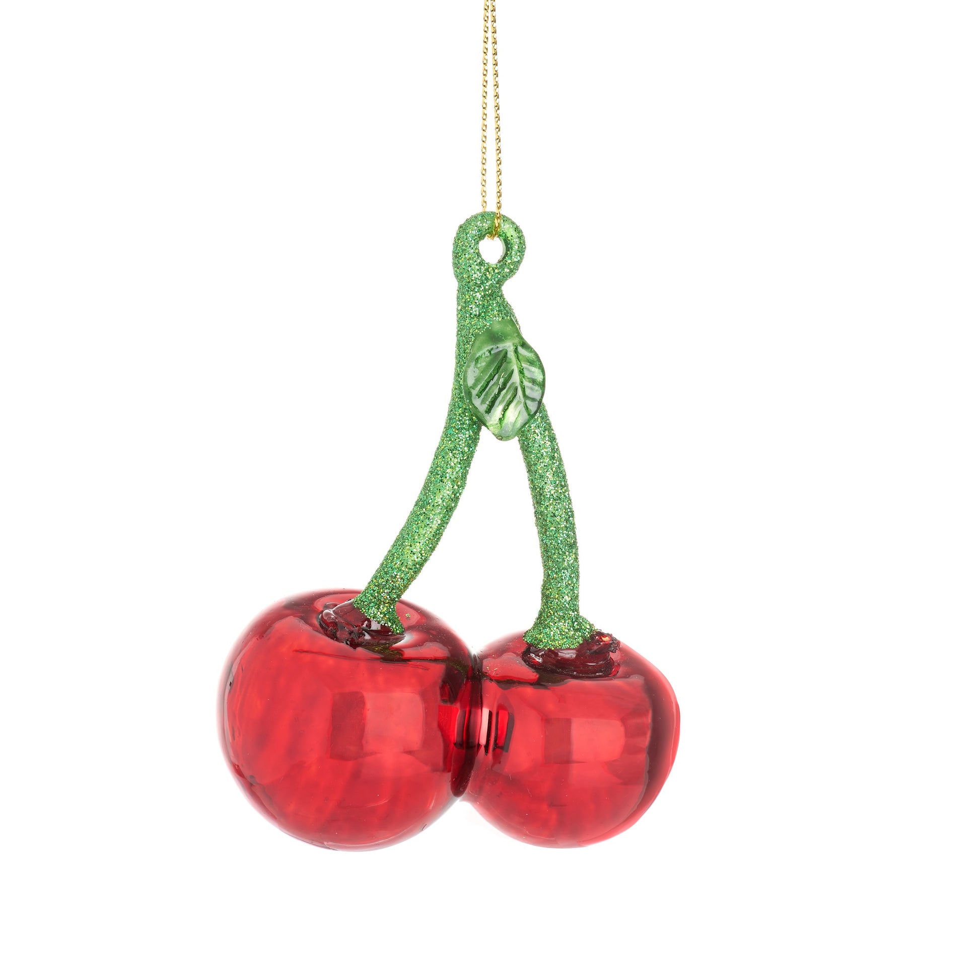 Sass & Belle Cherries Shaped Glass Bauble – Red Cherry Christmas Tree Decoration