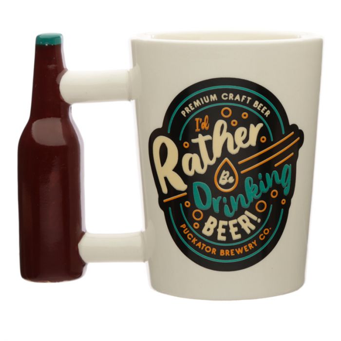 I'd Rather Be Drinking Beer Ceramic Shaped Handle Mug