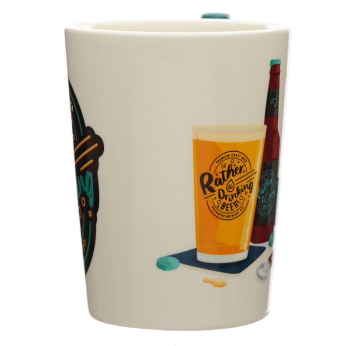 I'd Rather Be Drinking Beer Ceramic Shaped Handle Mug