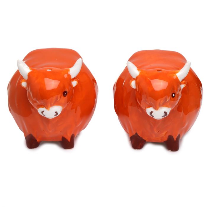 Highland Coo Cow Ceramic Salt & Pepper Set