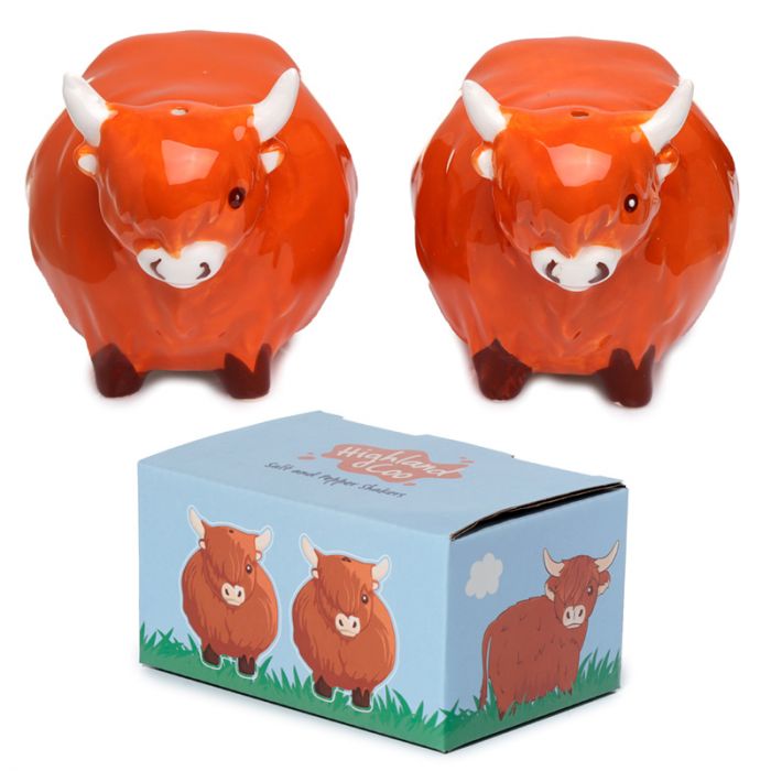 Highland Coo Cow Ceramic Salt & Pepper Set