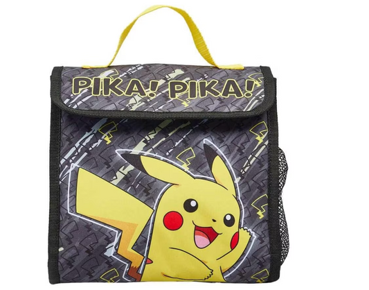 Pokemon Pikachu Pika Pika Black Insulated Lunch Carry Bag