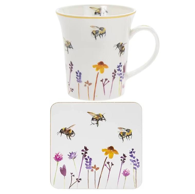 Busy Bees Mug & Coaster Set