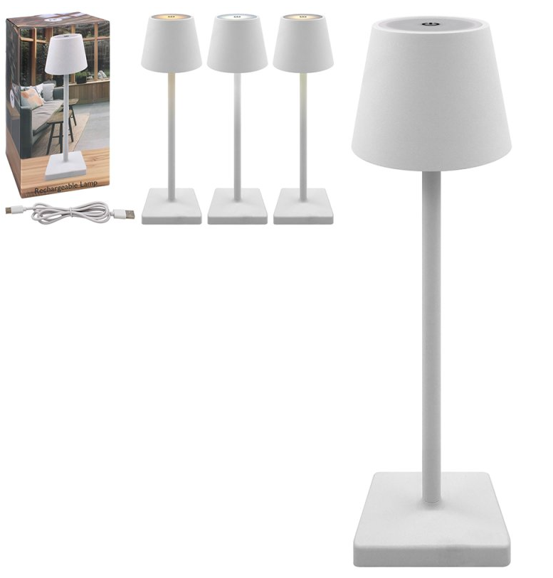 White Rechargeable Lamp with Touch Controls