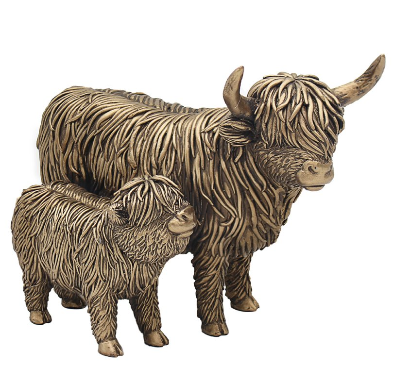 Bronze Highland Coo and Calf