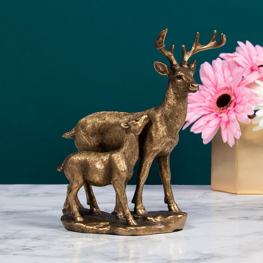 Bronzed Deer and Fawn Ornament