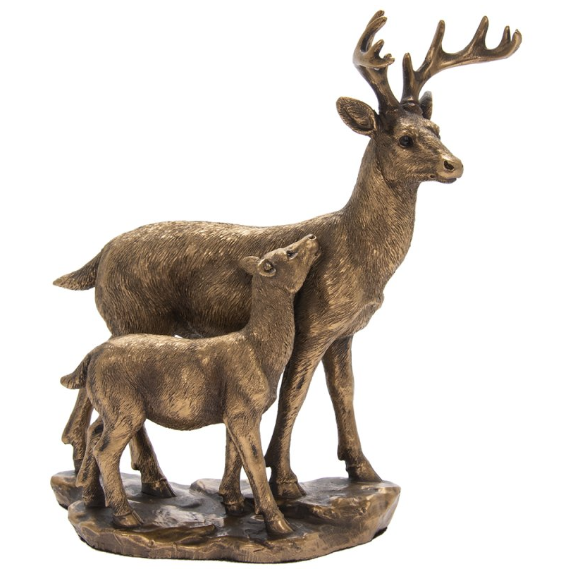 Bronzed Deer and Fawn Ornament