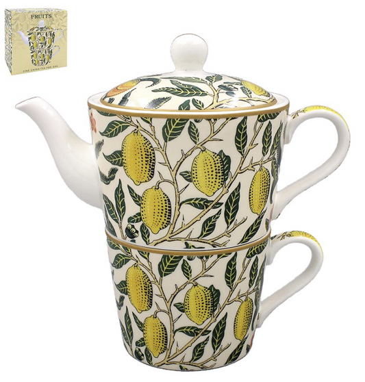 Tea for One set with William Morris Fruits design by Leonardo Collection with box