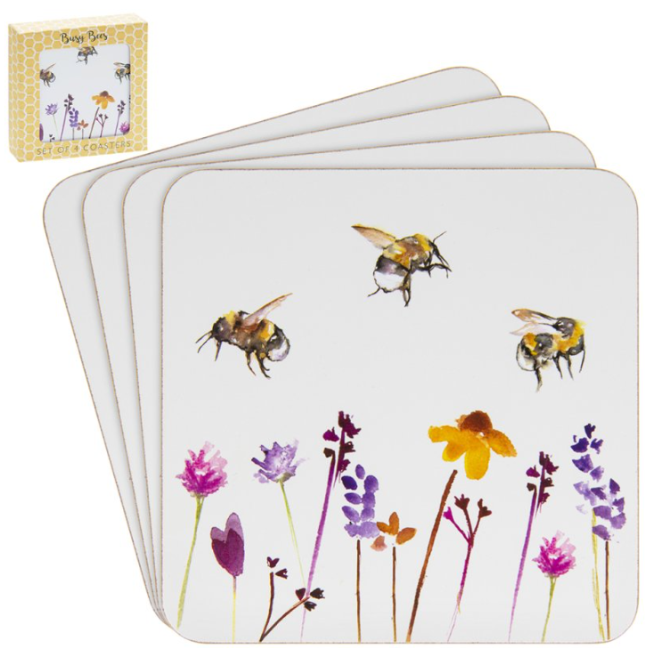 Set of 4 Busy Bees Cork Coasters